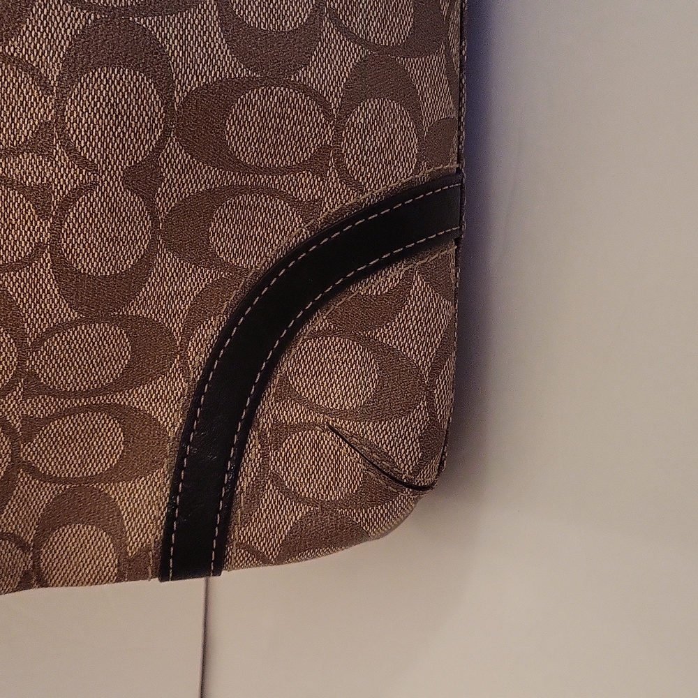 NWOT Coach Signature Logo Small Tote, Tan and Brown, Leather Trim - Picture 8 of 16